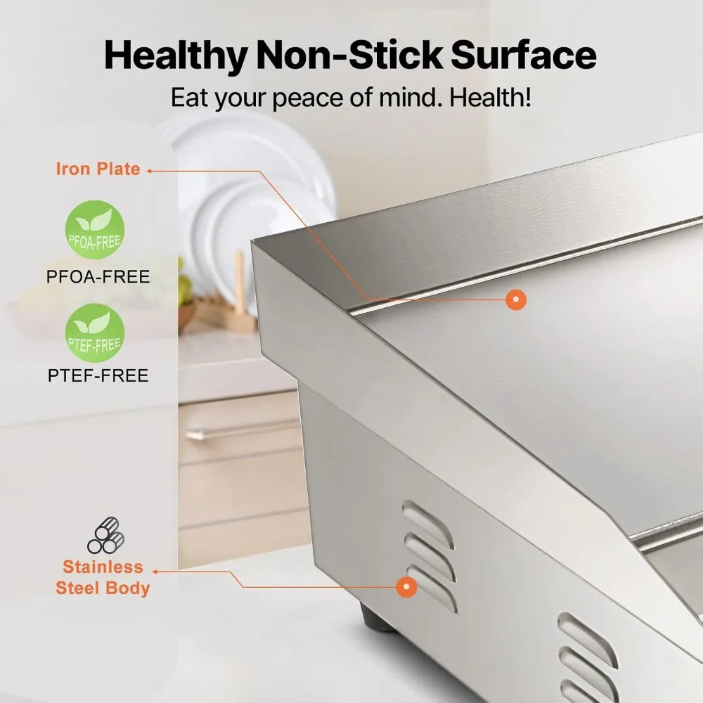 1600W 22" Stainless Steel Electric Griddle