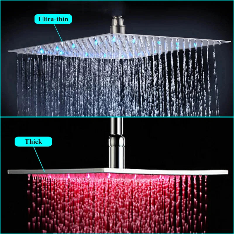LED Light Large Rainfall  Bathroom Shower Head