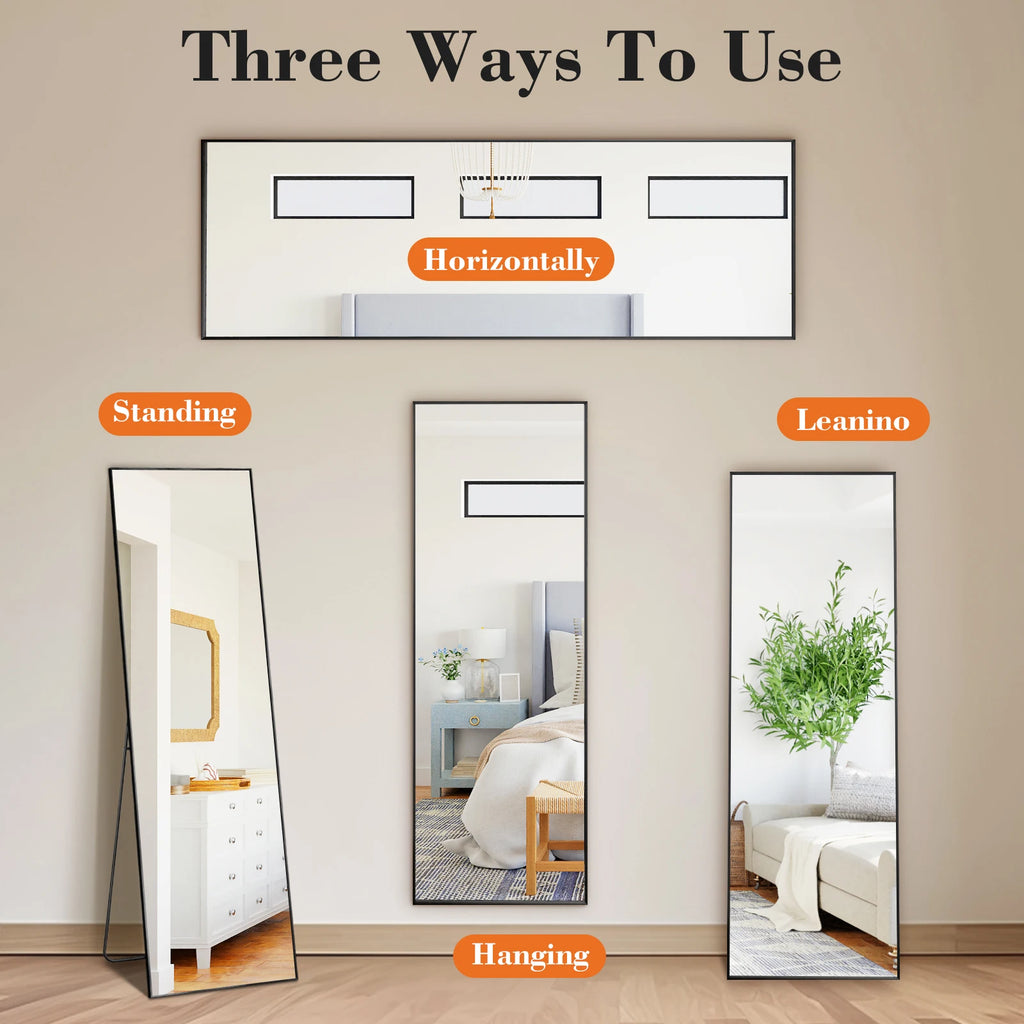 68"x26" Arched Full Length Mirror with Floor Stand