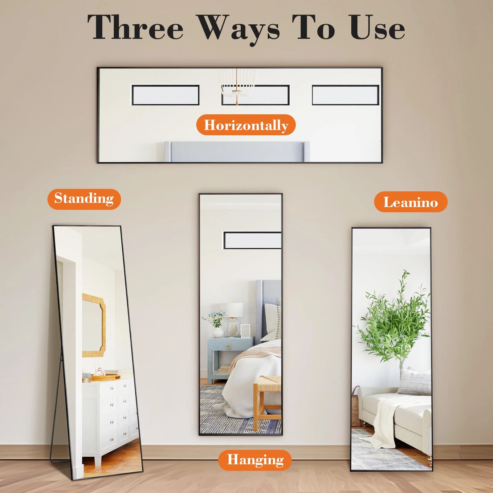68"x26" Arched Full Length Mirror with Floor Stand
