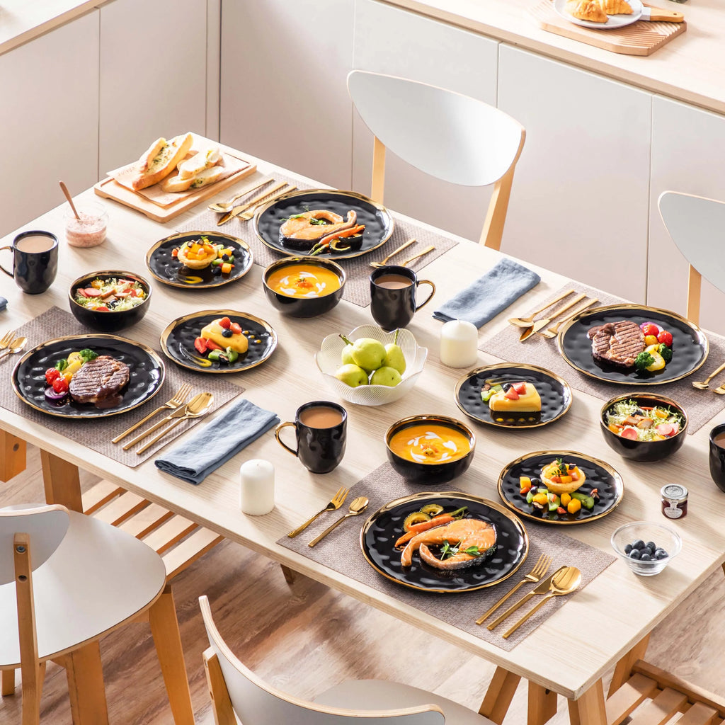 16/32 Piece Black Dinnerware Set