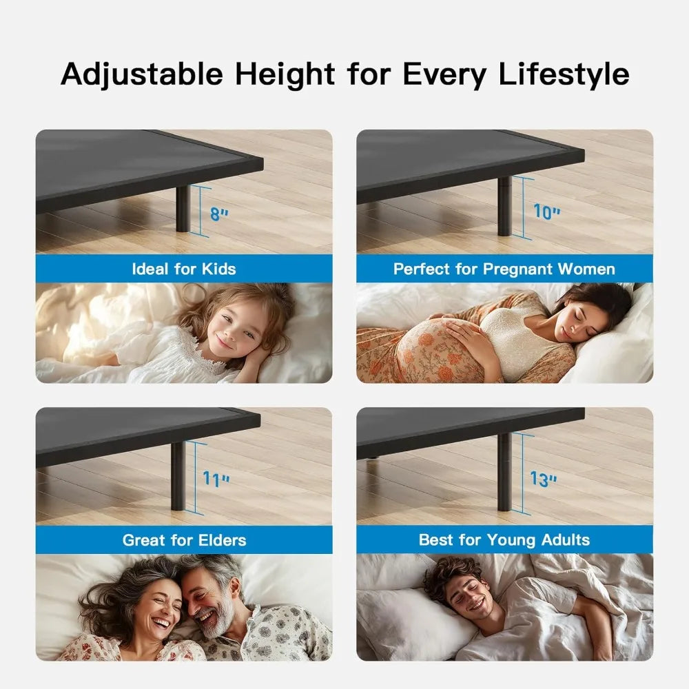 LED Queen Adjustable Bed Frame with Massage, USB Ports