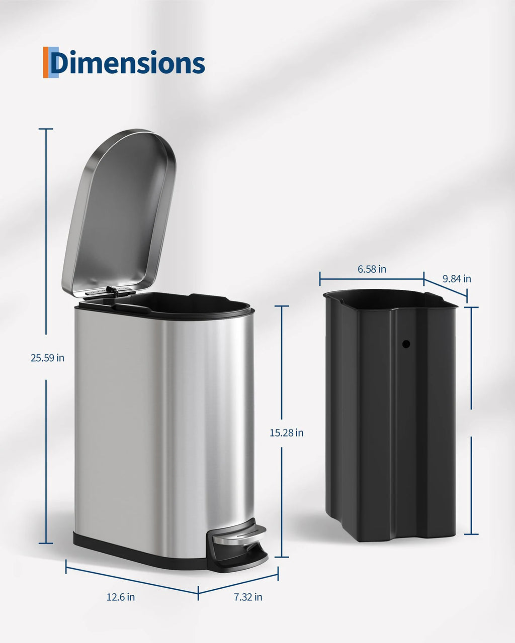 Kitchen/Bathroom Step-On Trash Can Combo Set