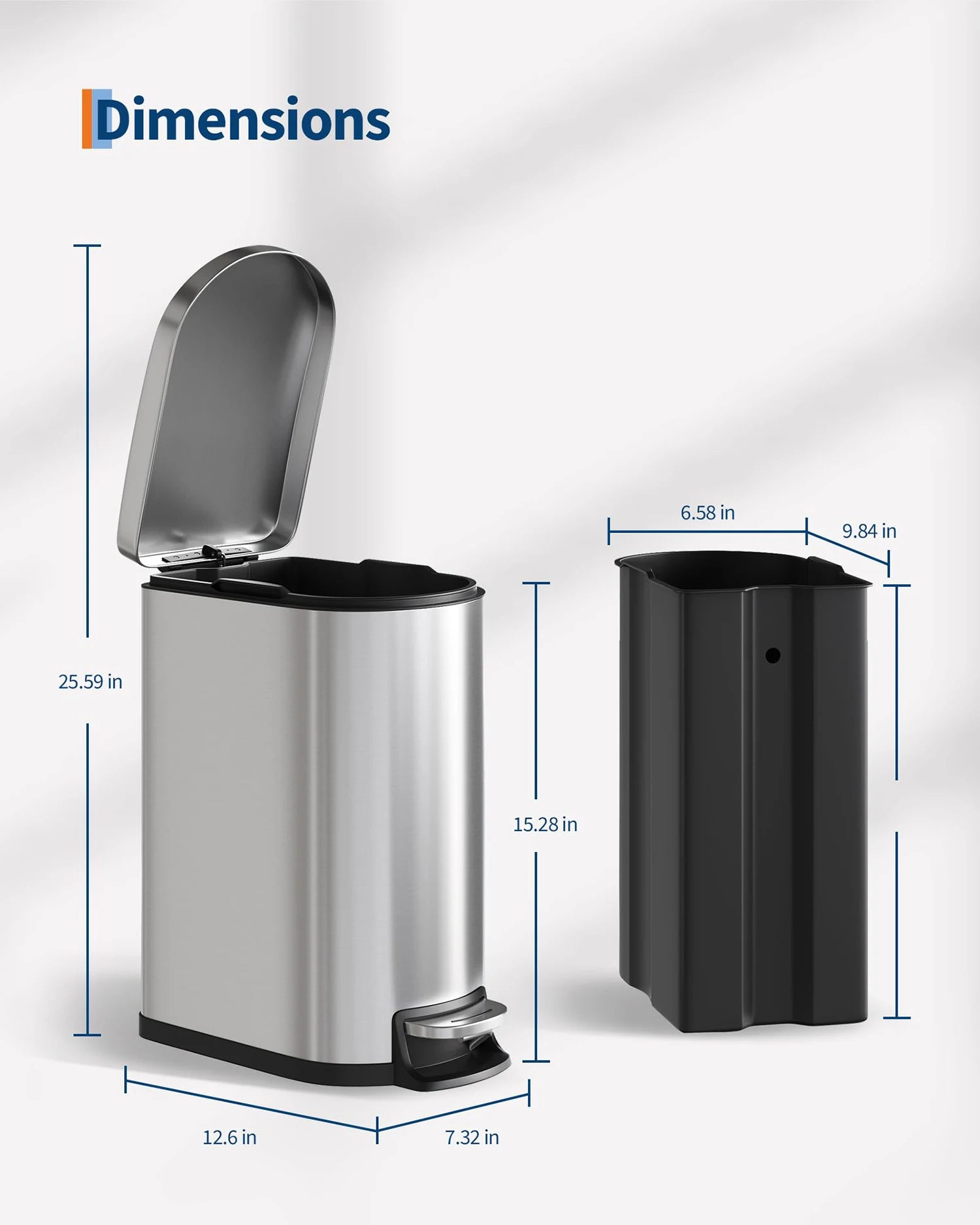 Kitchen/Bathroom Step-On Trash Can Combo Set