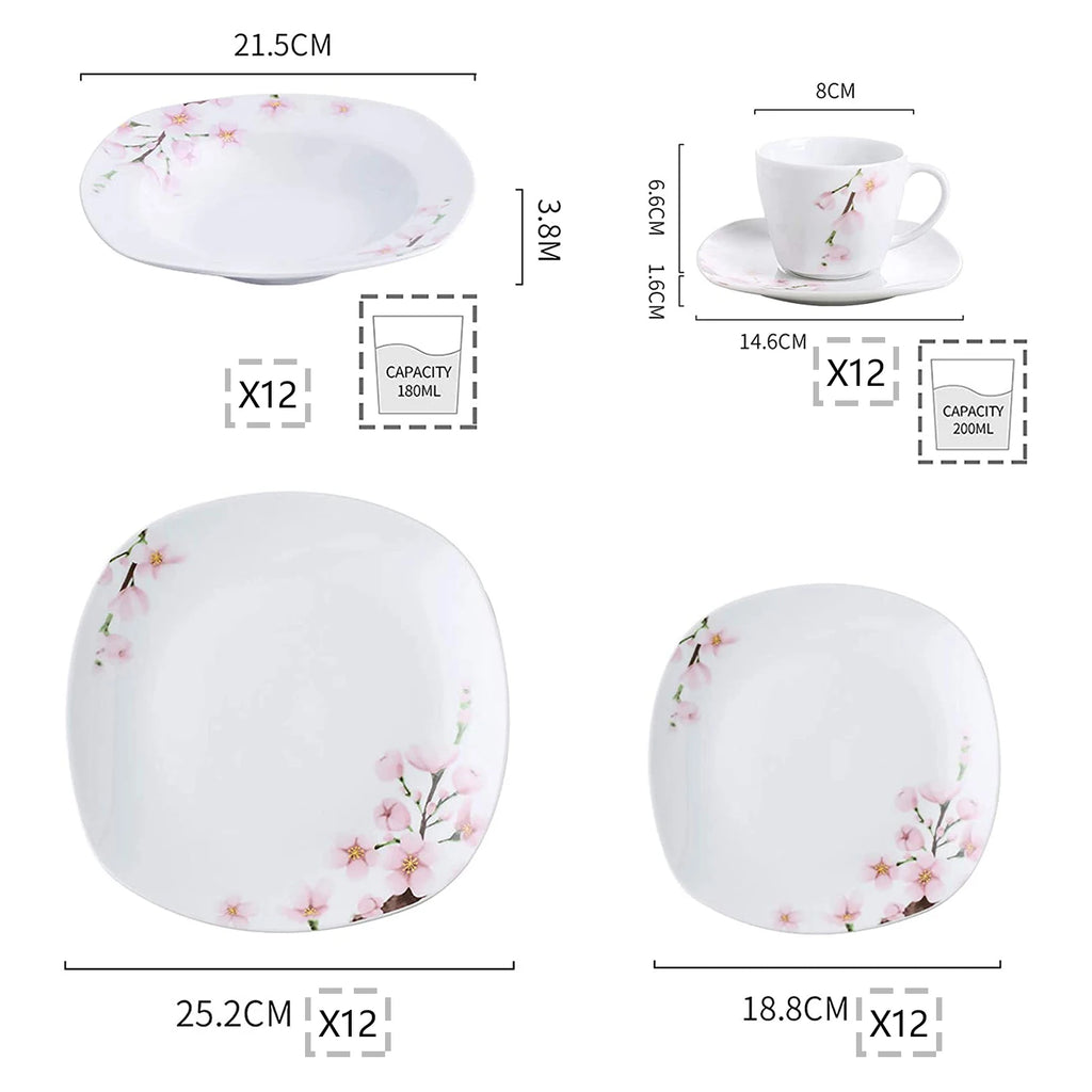 60-Piece White Porcelain Plate Set