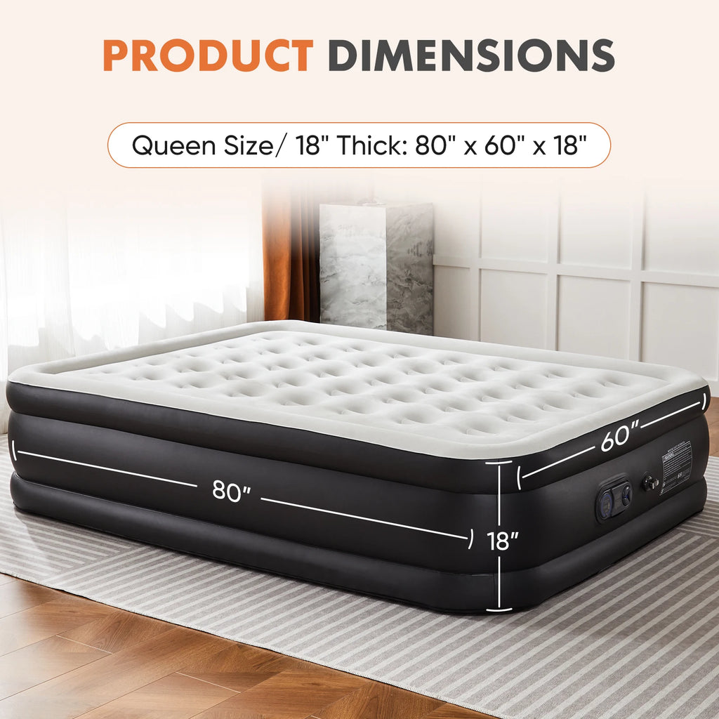 18IN Tall Air Mattress with Built in Pump