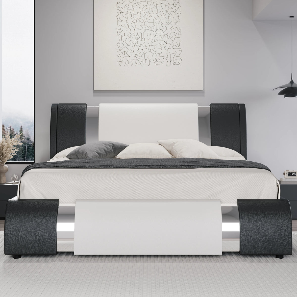 Leather Low Profile Platform Bed