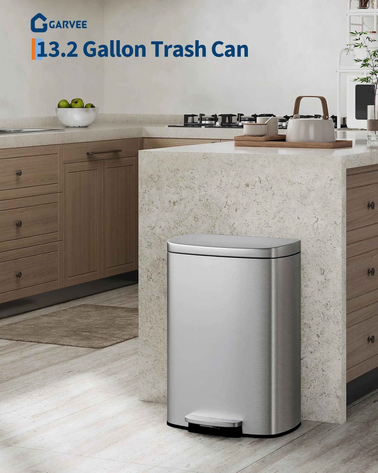 Kitchen/Bathroom Step-On Trash Can Combo Set