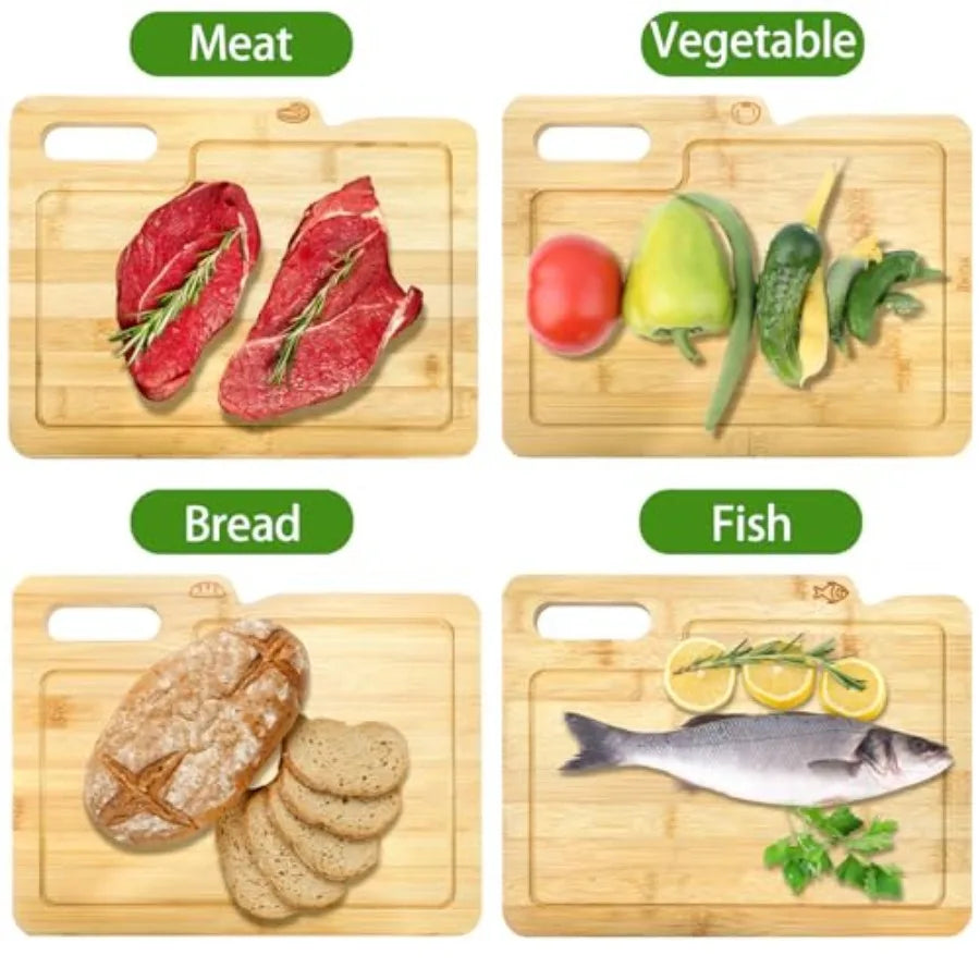 4 Pack Bamboo Cutting Boards with Holder