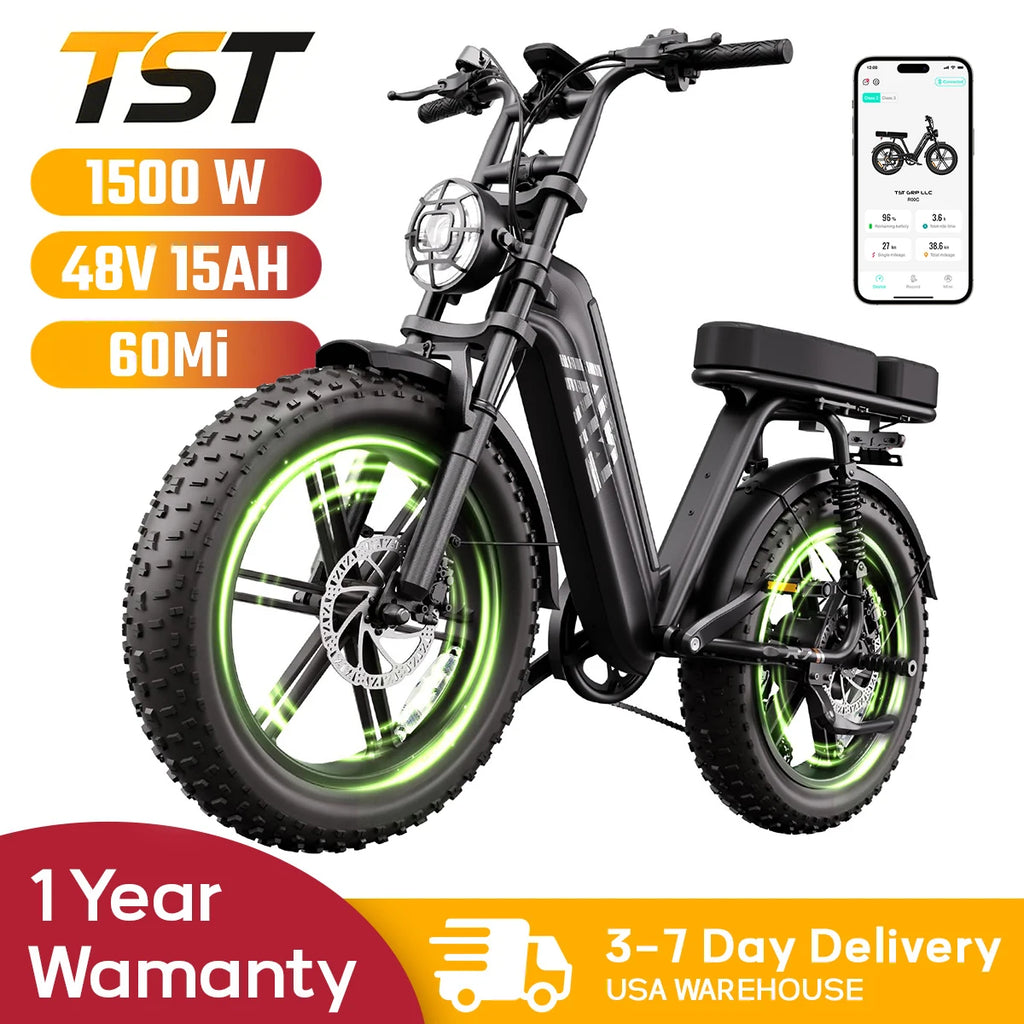 Electric Bike with Fat Tires, Rear Seat