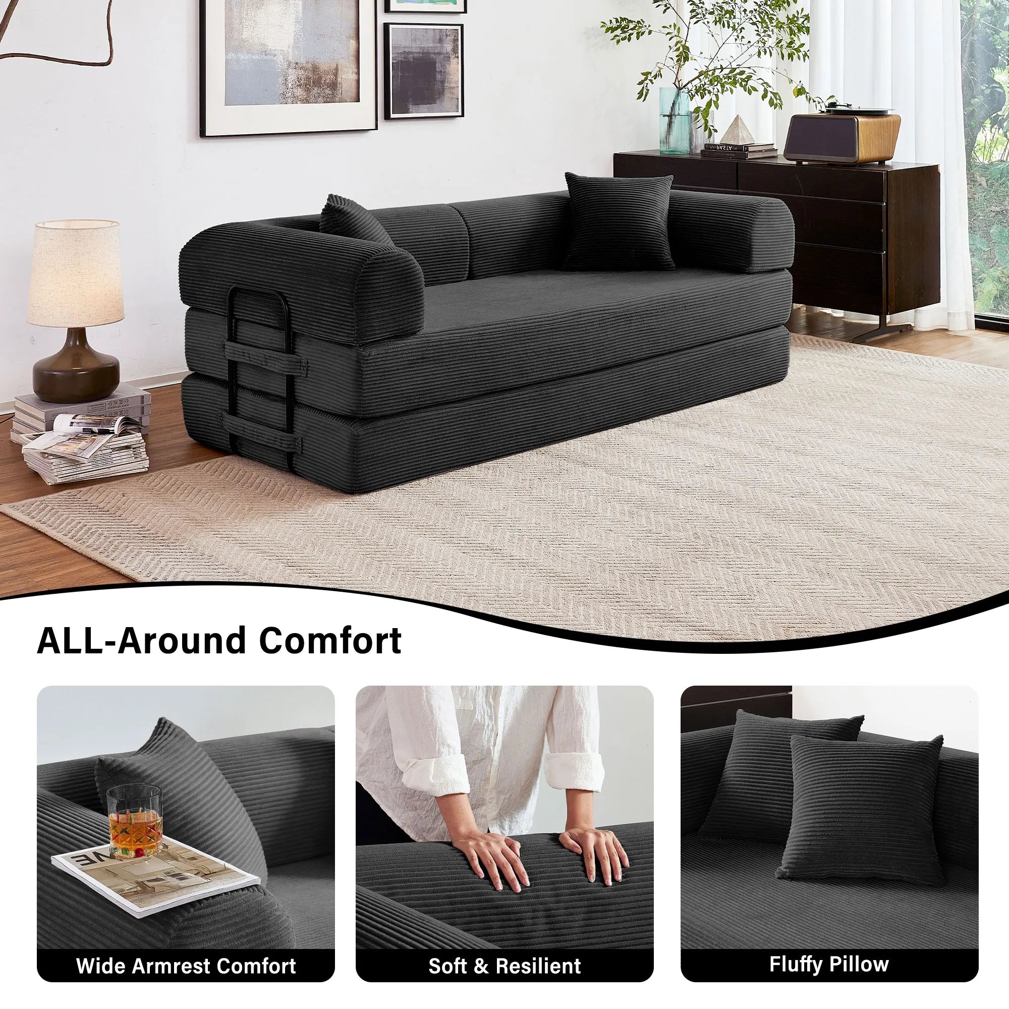 Boneless Foldable Convertible Futon Sleeper