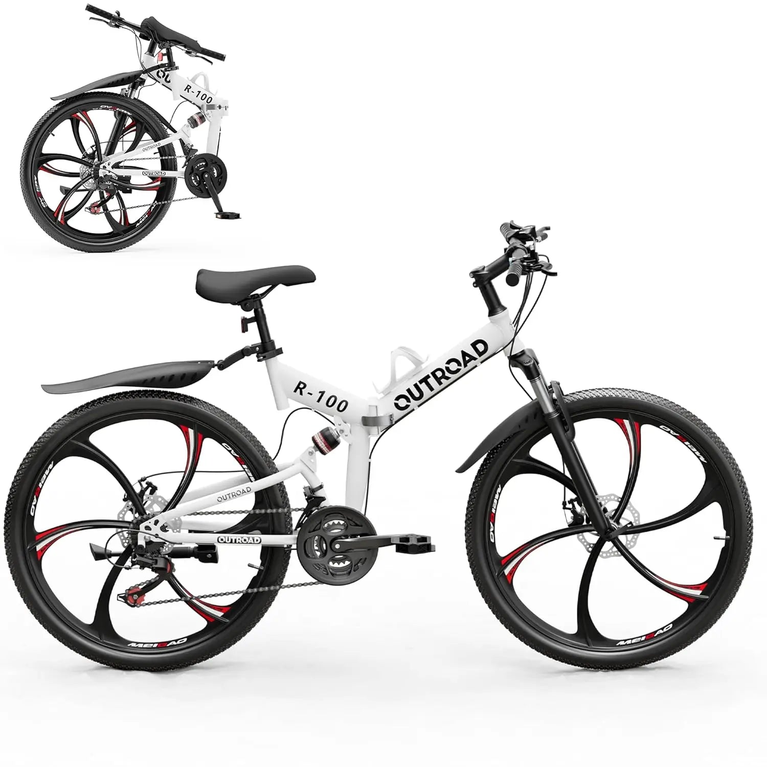 26" Folding Mountain Bike, 21 Speed