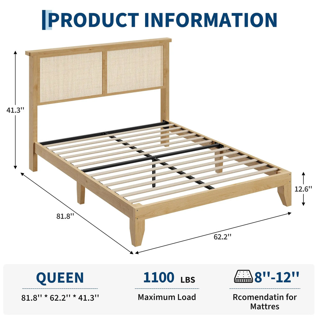 Rattan Bed Frame with LED Lights