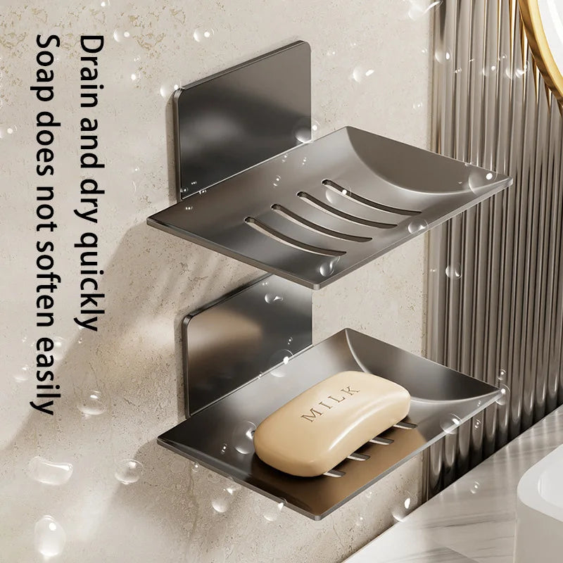 1pc Black Steel Bathroom Soap Holder Soap