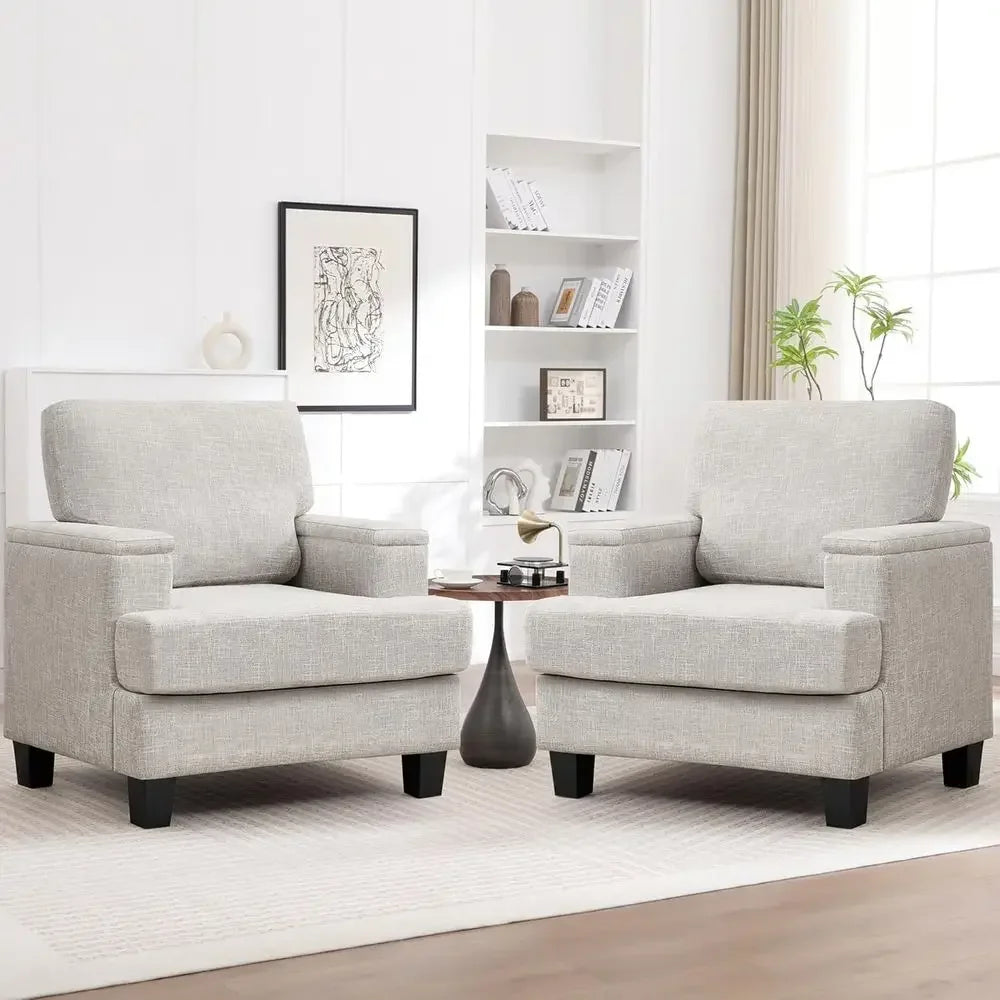 2-Piece Armrest Storage Accent Chairs