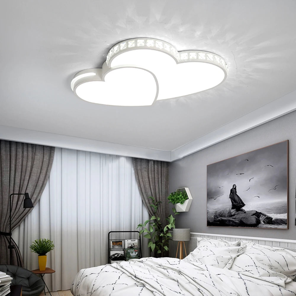 Heart Shaped Ceiling  Crystal LED Flush Mount Lamp