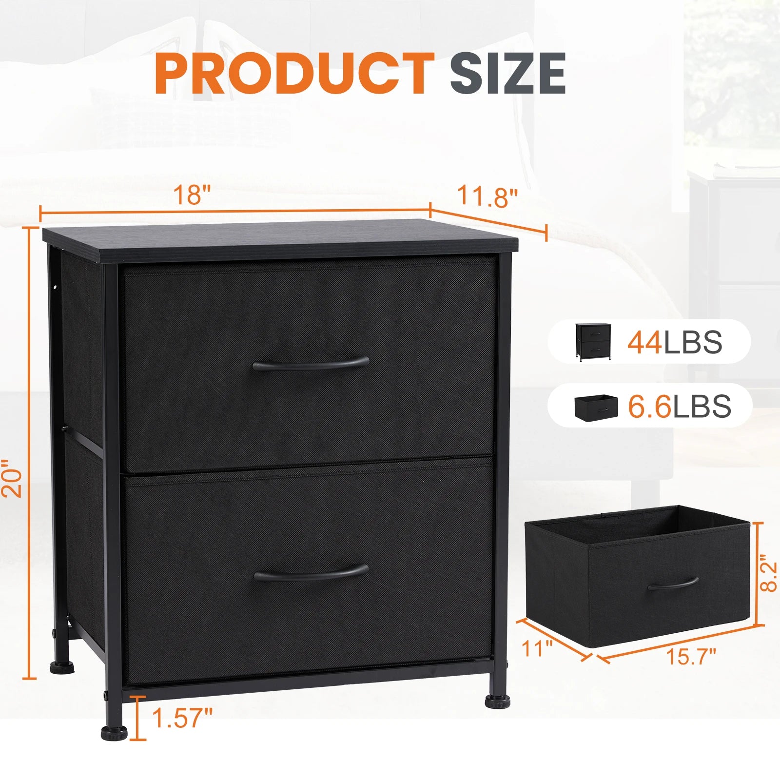 Nightstand Fabric Drawers  Table Storage