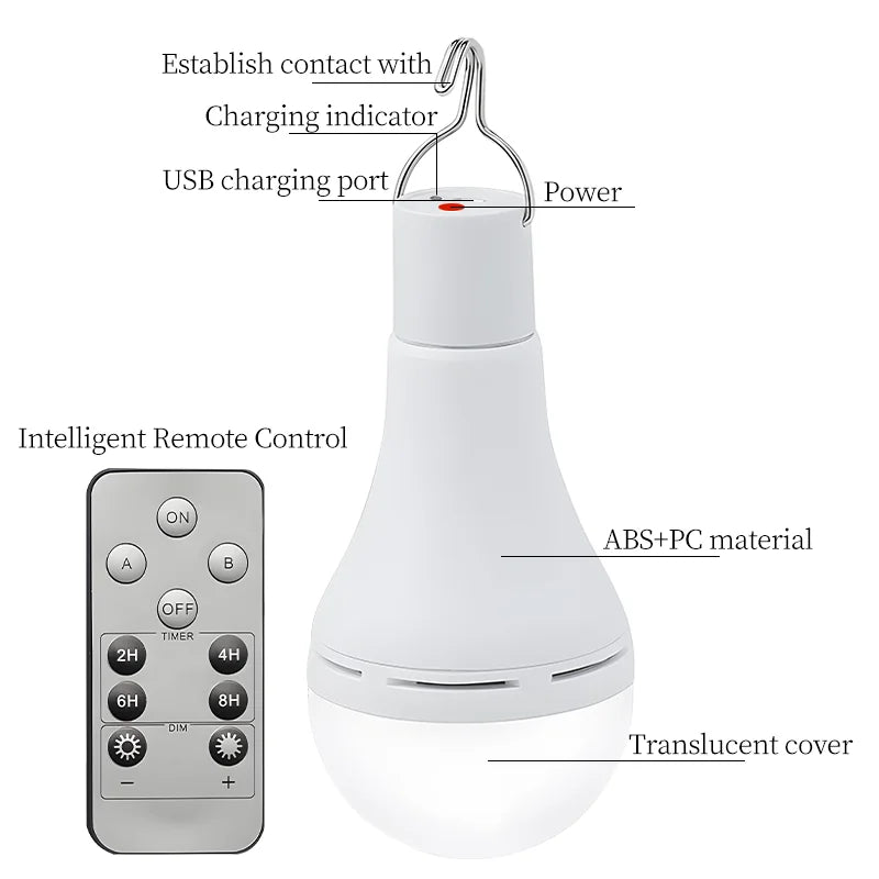 USB Rechargeable Emergency Indoor/Outdoor LED Solar Bulb