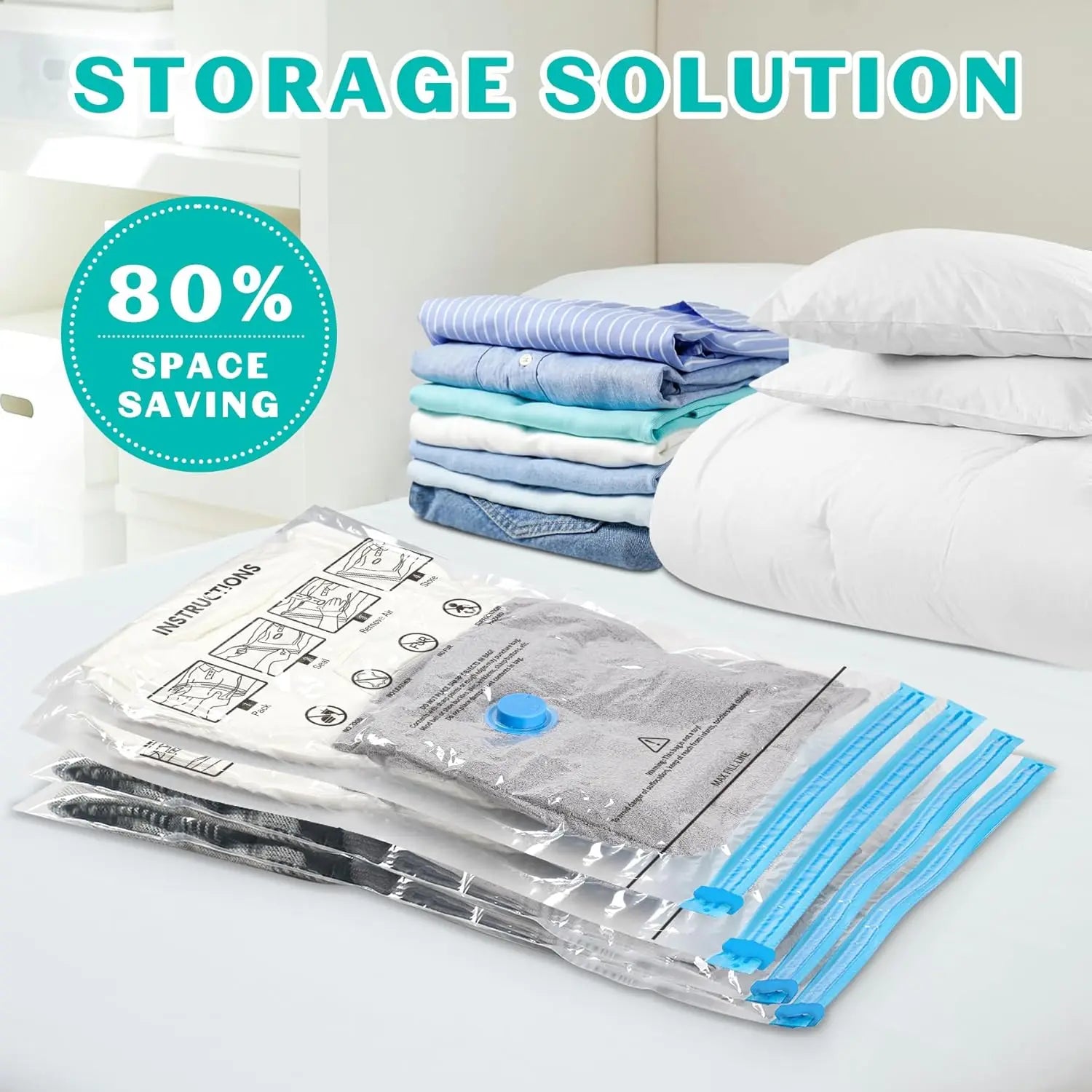 15 Pack Vacuum Storage Bags with Pump