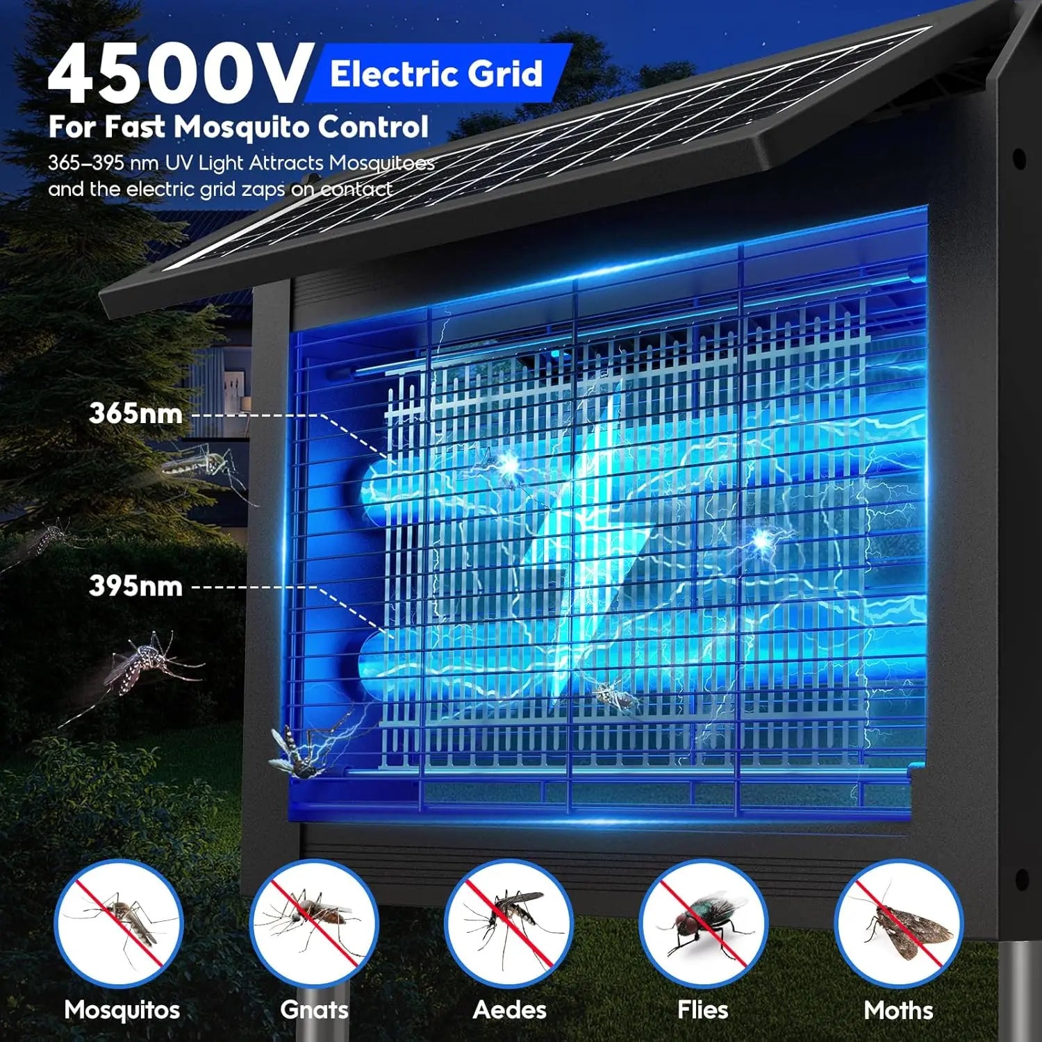 Solar Bug Zapper Outdoor Waterproof Fly Trap