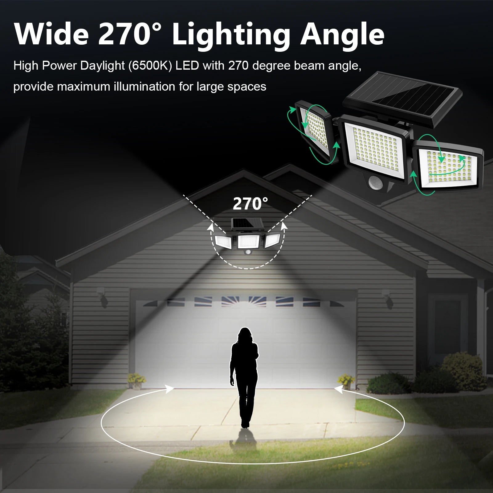 Waterproof Solar Light with Motion Sensor 3-Head