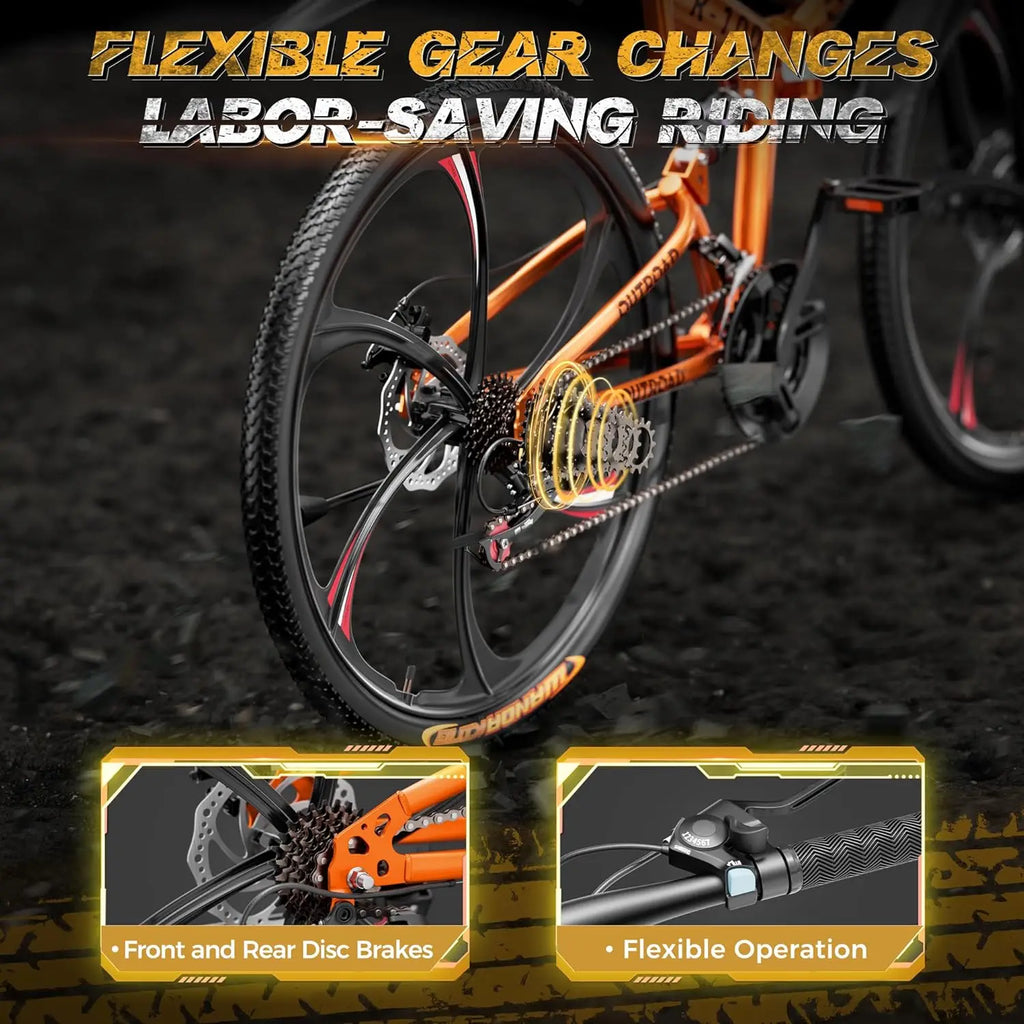 26" Folding Mountain Bike, 21 Speed