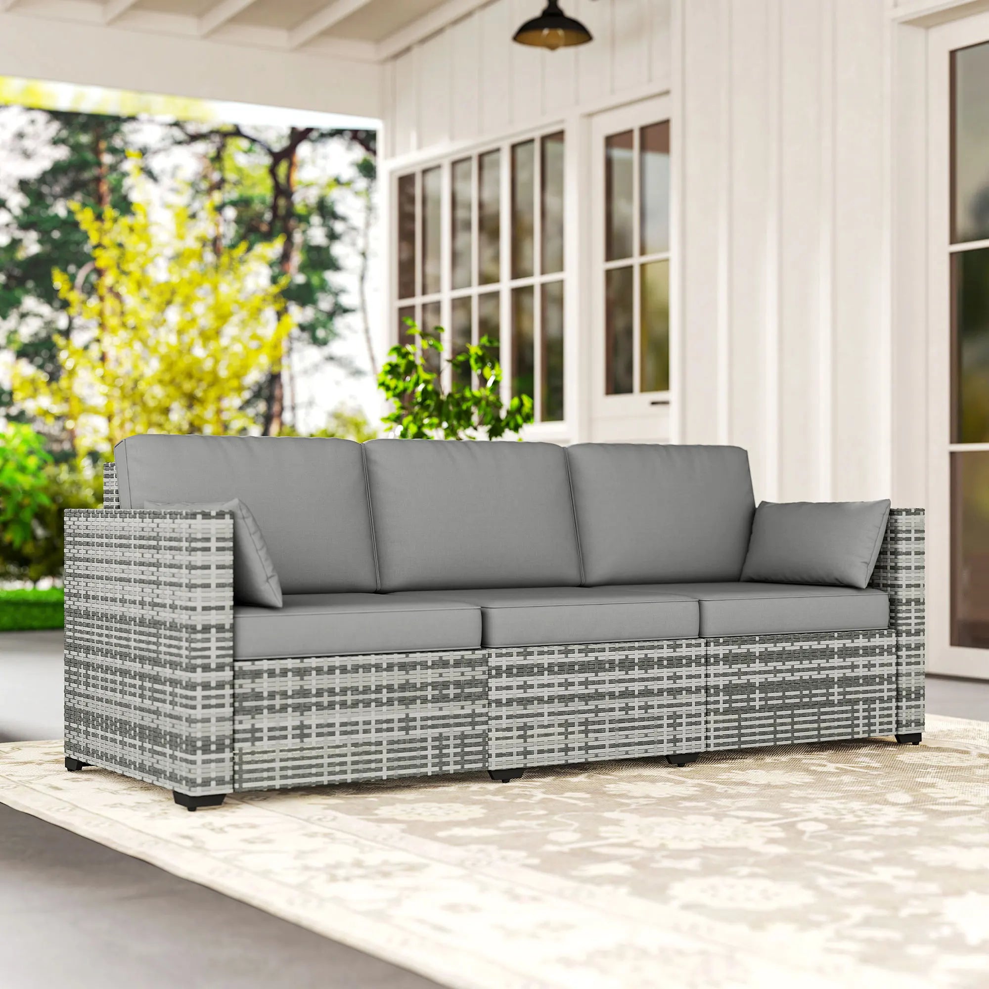 Wicker Patio 3-Seat Sofa