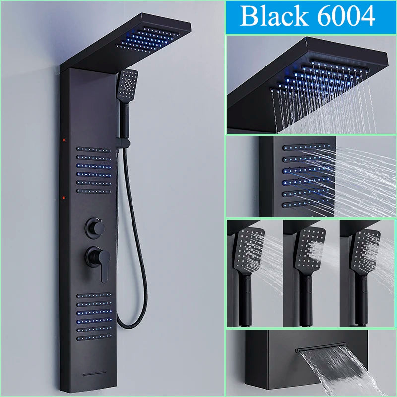 Black LED Shower Faucet Shower Panel & Column
