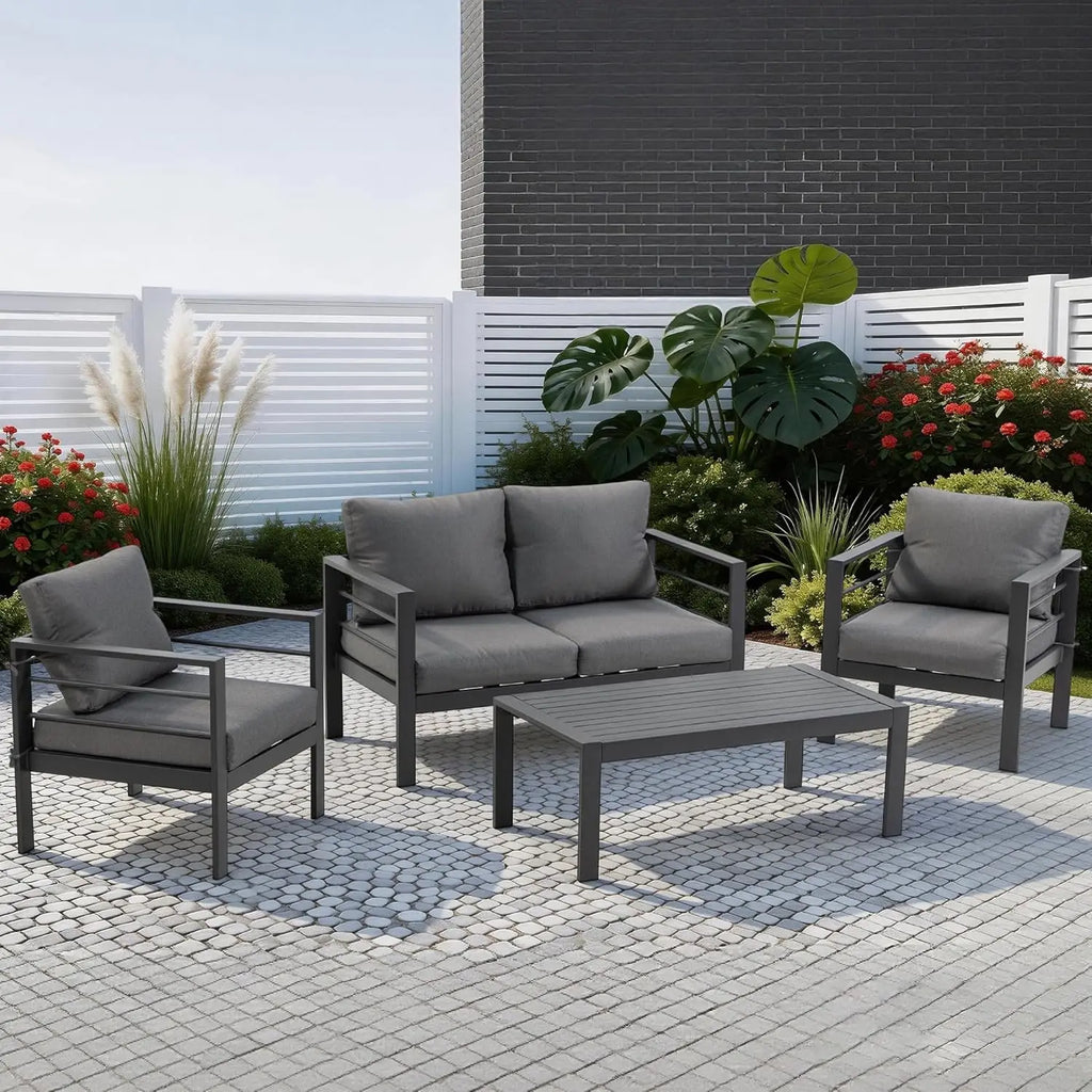 4 Piece Metal Patio Furniture Set