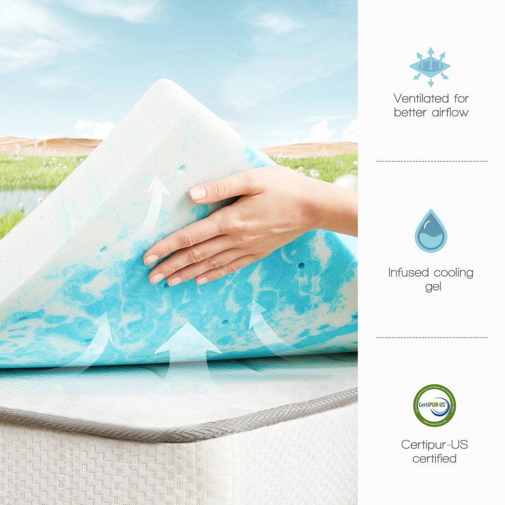 4 Inch Gel Memory Foam Breathable Mattress Topper
