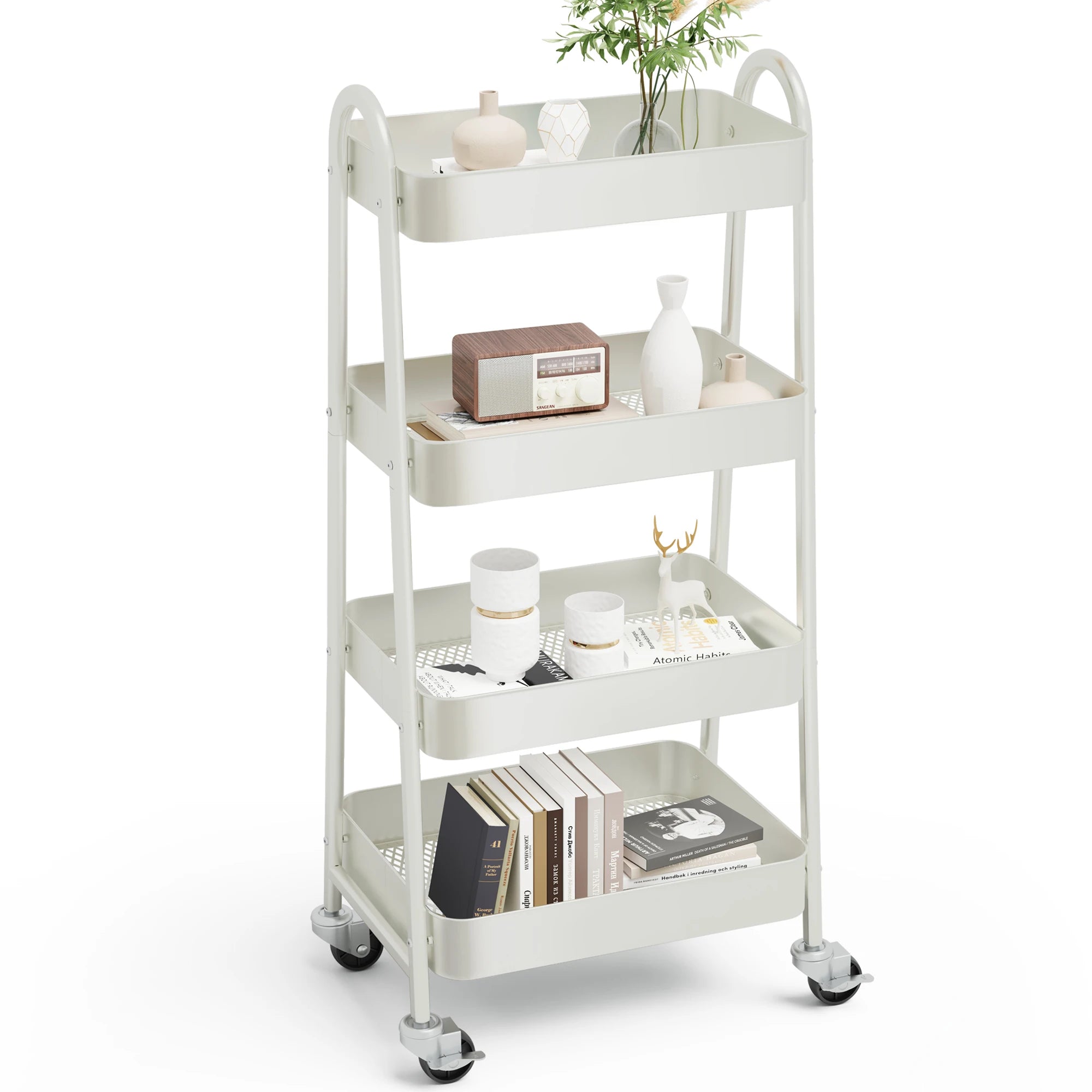 4 Tier Kitchen Cart W/Lockable Wheels