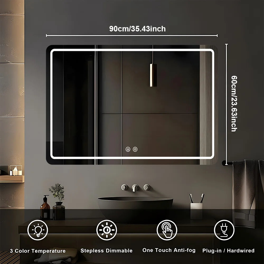 36x24 inch LED  Mirror with Backlit Light