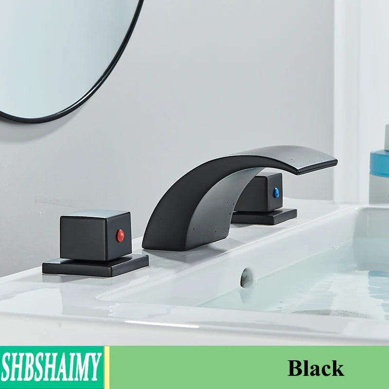LED Bathroom Waterfall  Faucet 3 Hole