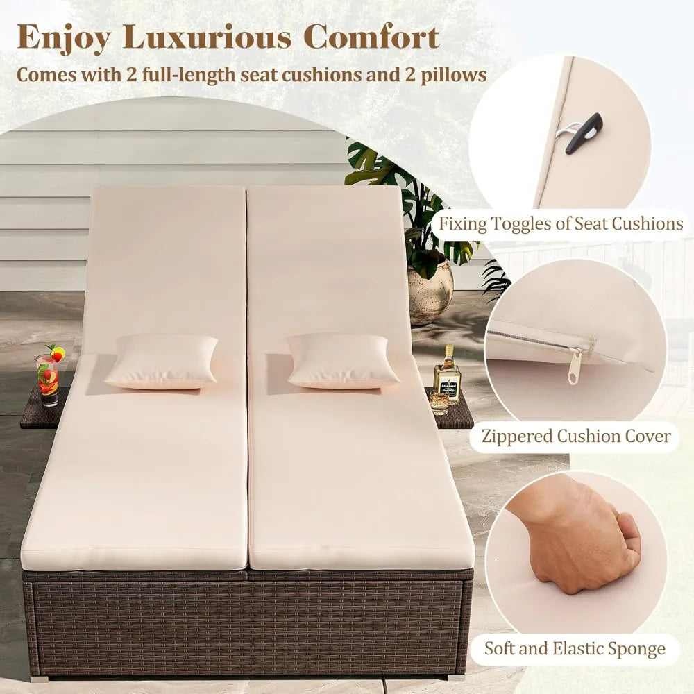 2-Person Adjustable Recliner Bed with Cushions