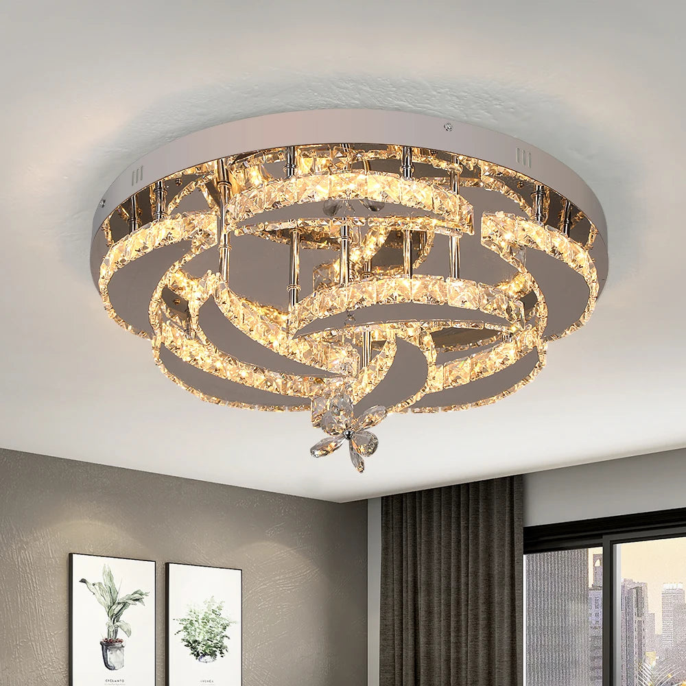 Luxury Crystal Chandelier Modern Ceiling Lamp Led  Dimmable