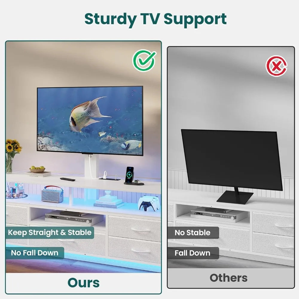 LED TV Stand, Mount, Power Outlets, Storage