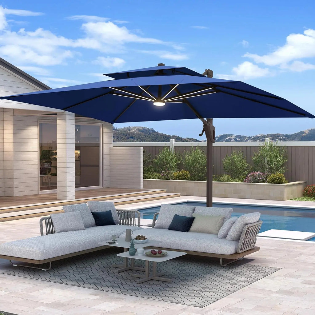 10 X 13 FT Cantilever Umbrella with Led Lights