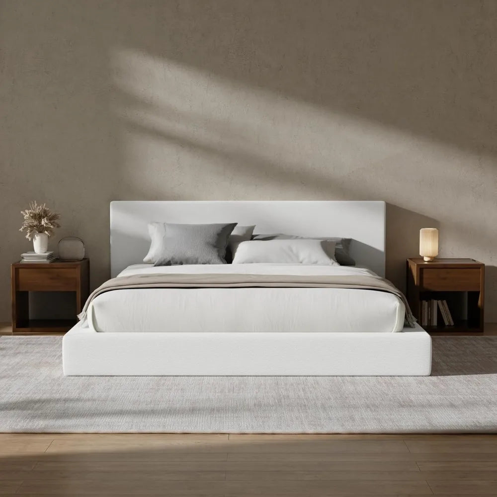 Upholstered King Bed Frame with Headboard