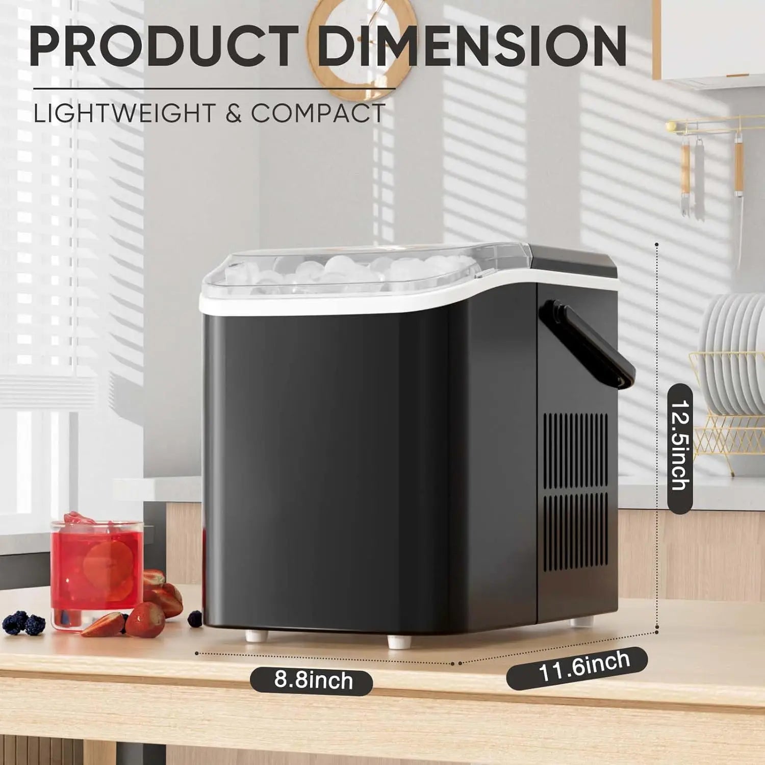 Portable Ice Maker, 26lbs/24H Self-Cleaning, Quiet