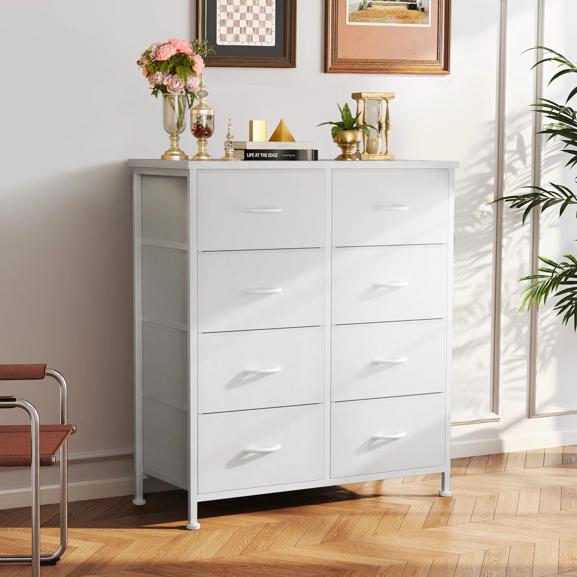 8 Fabric Drawers Dresser Steel Frame Assembly