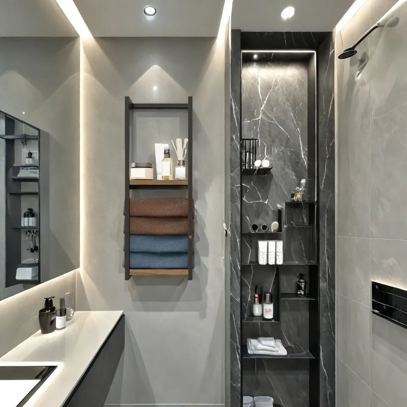 2-layer carbon steel wall-mounted towel rack