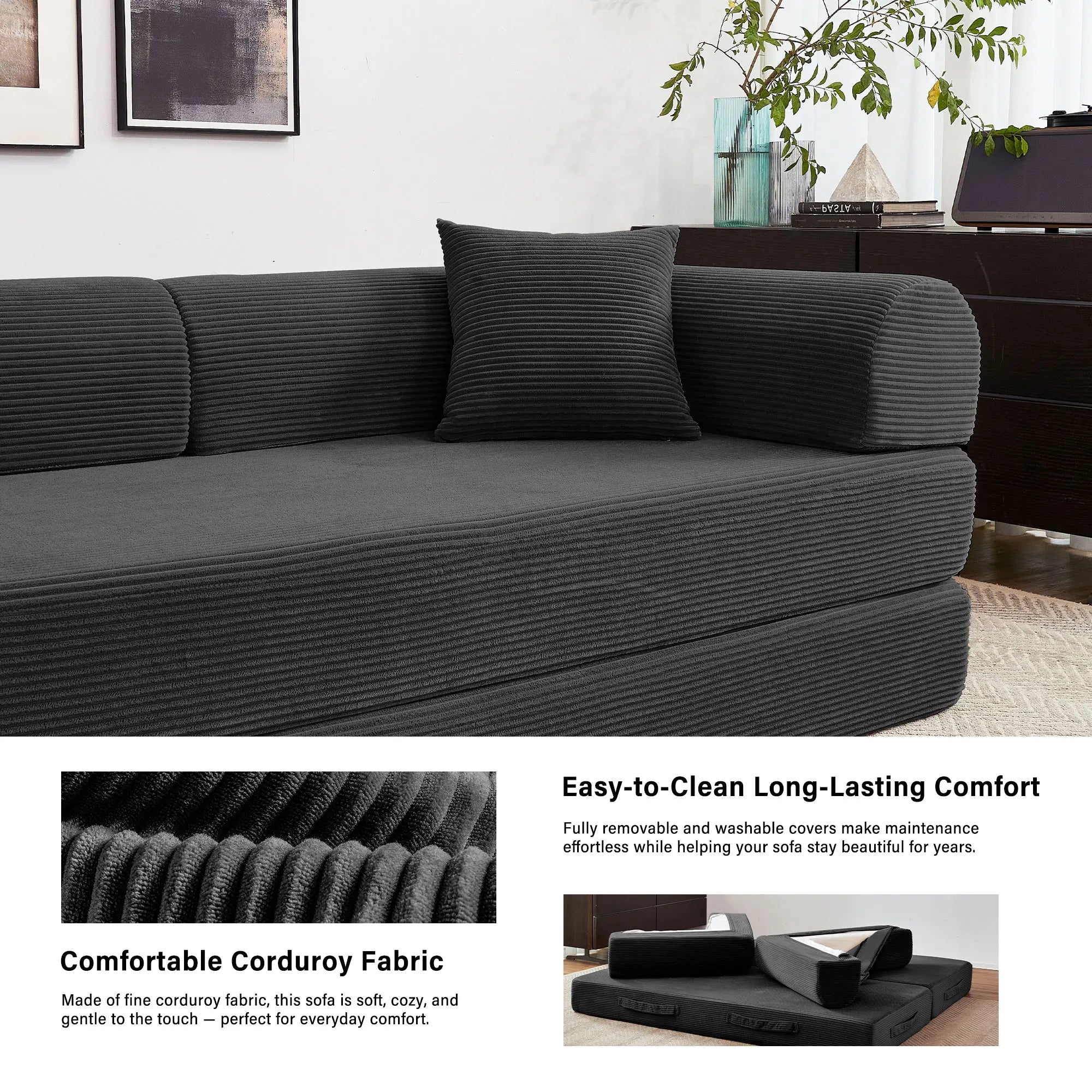Boneless Foldable Convertible Futon Sleeper
