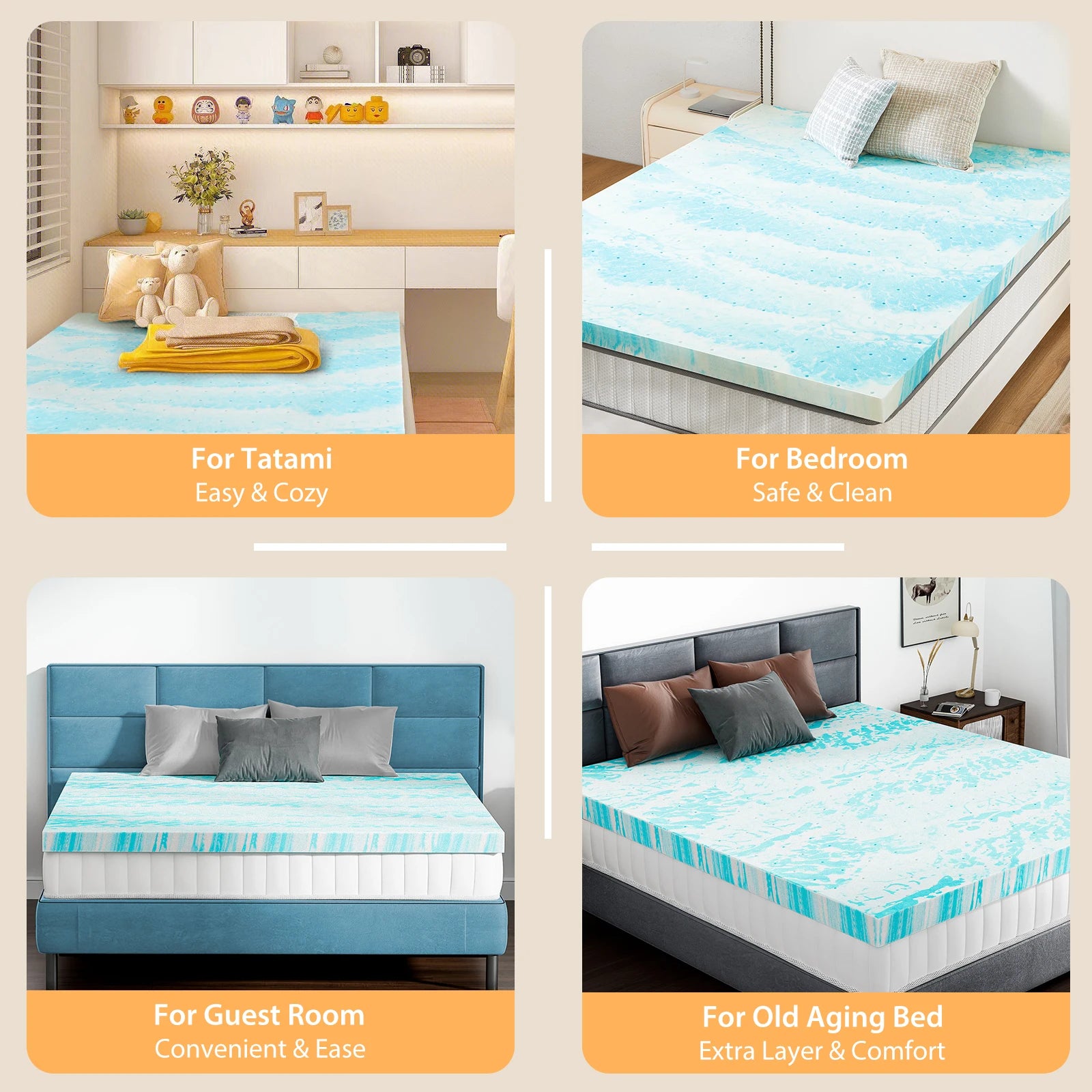 Gel Memory Foam California King Mattress Topper