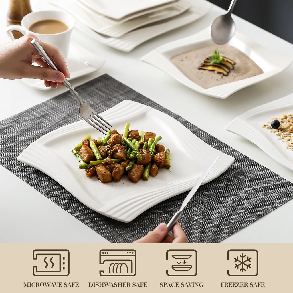 30/60 Piece White Porcelain Dinnerware