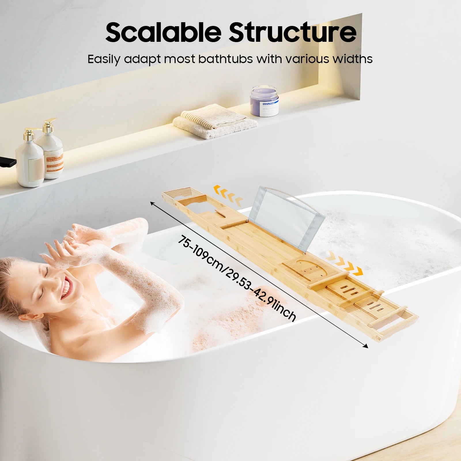 Bamboo Bathtub Expandable Bathroom Tray