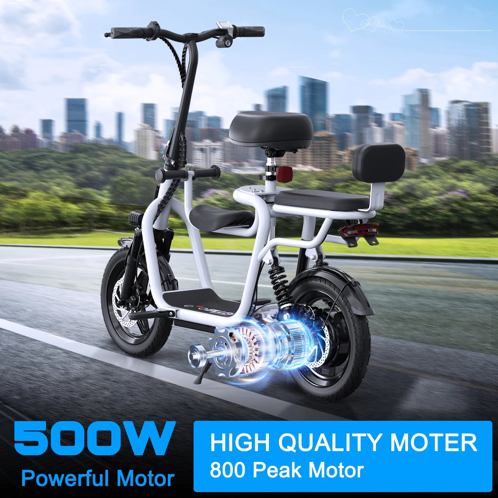 Electric Scooter with Adjustable Seat