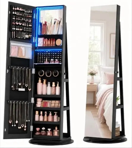 360° Swivel Jewelry Cabinet with Lights