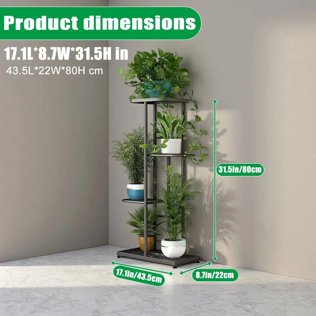 4-Tier Metal Plant Stand for Indoor Outdoor Use.