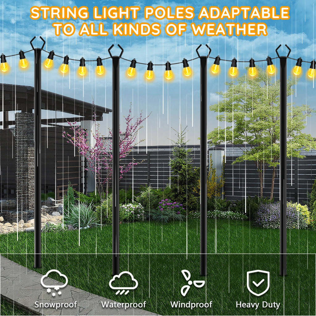 6 Pack 10FT Metal String Light Poles