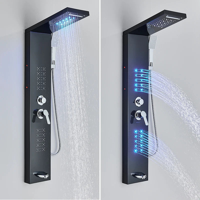 Black LED Shower Faucet Shower Panel & Column